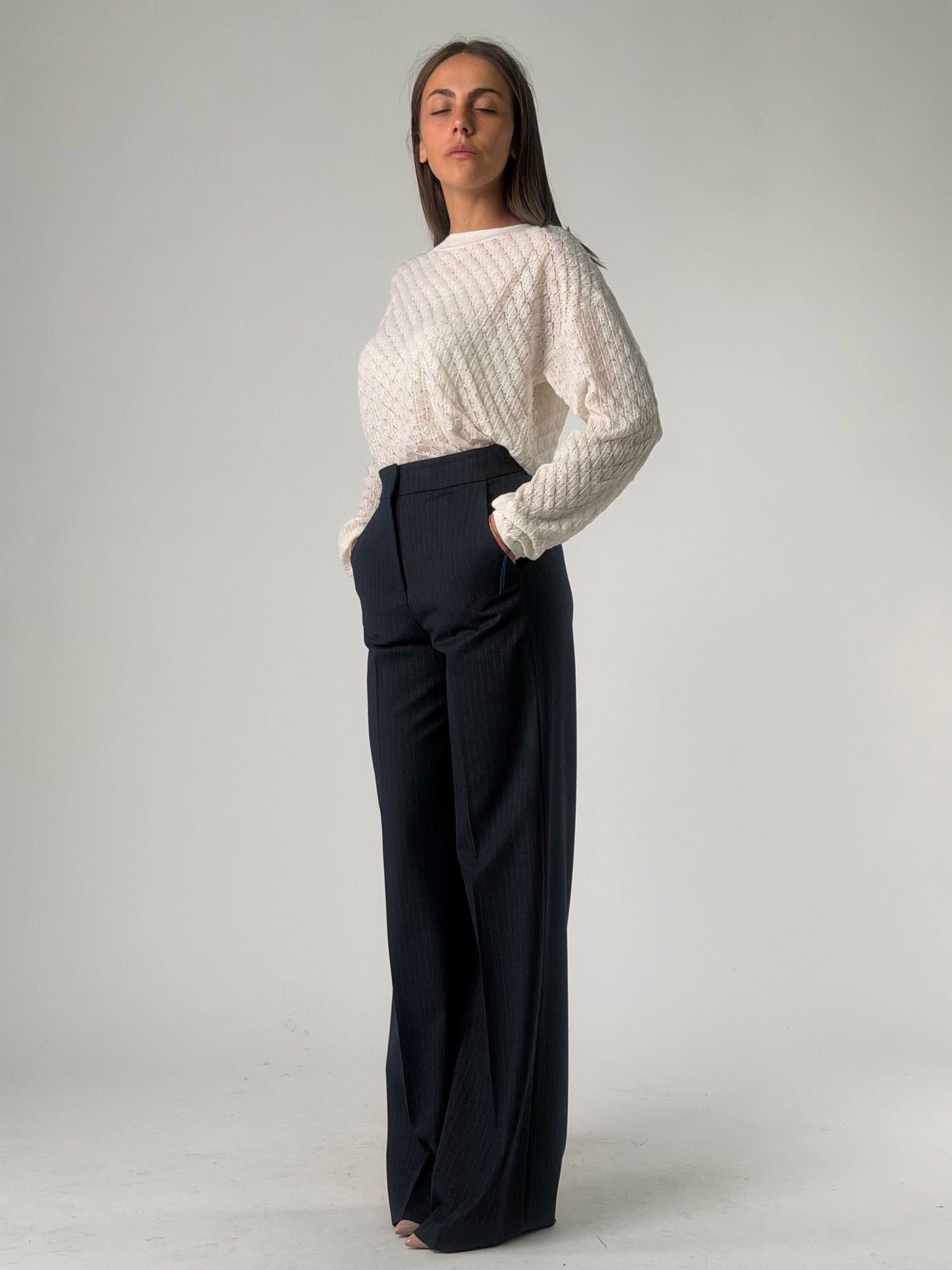Pantalone palazzo gessato