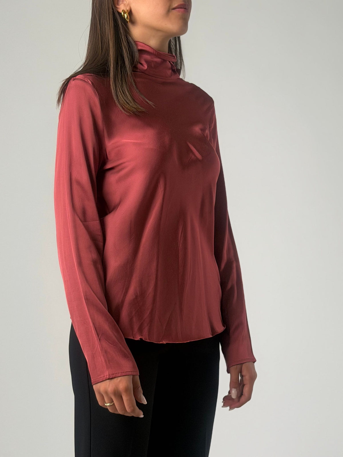 Blusa ml in viscosa con collo