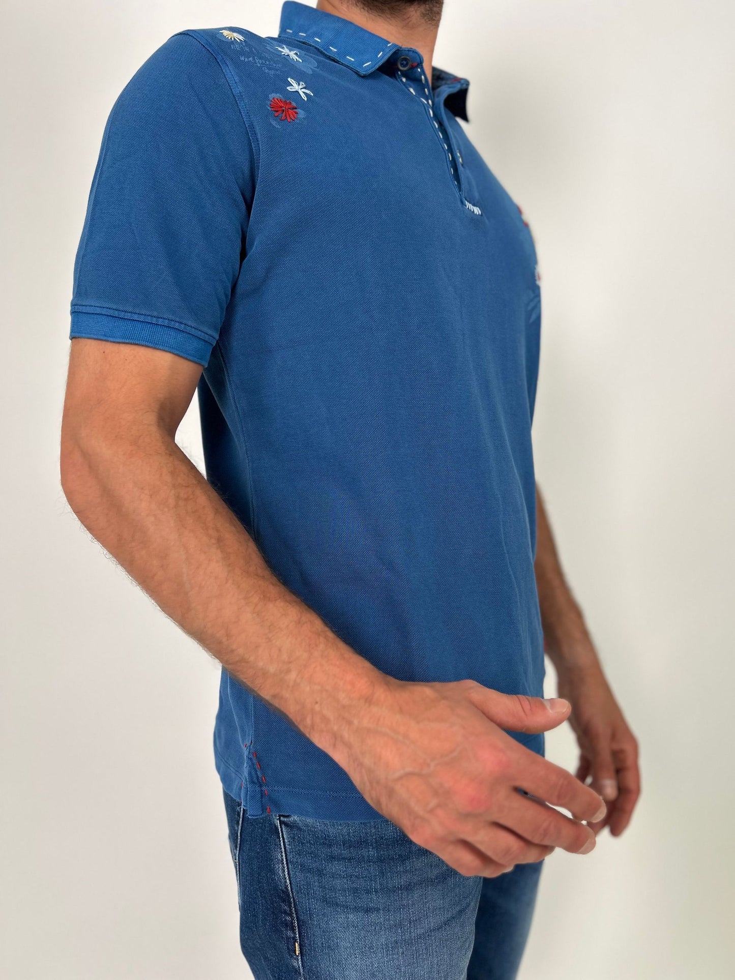 Polo mm piquet con stampe e ricami