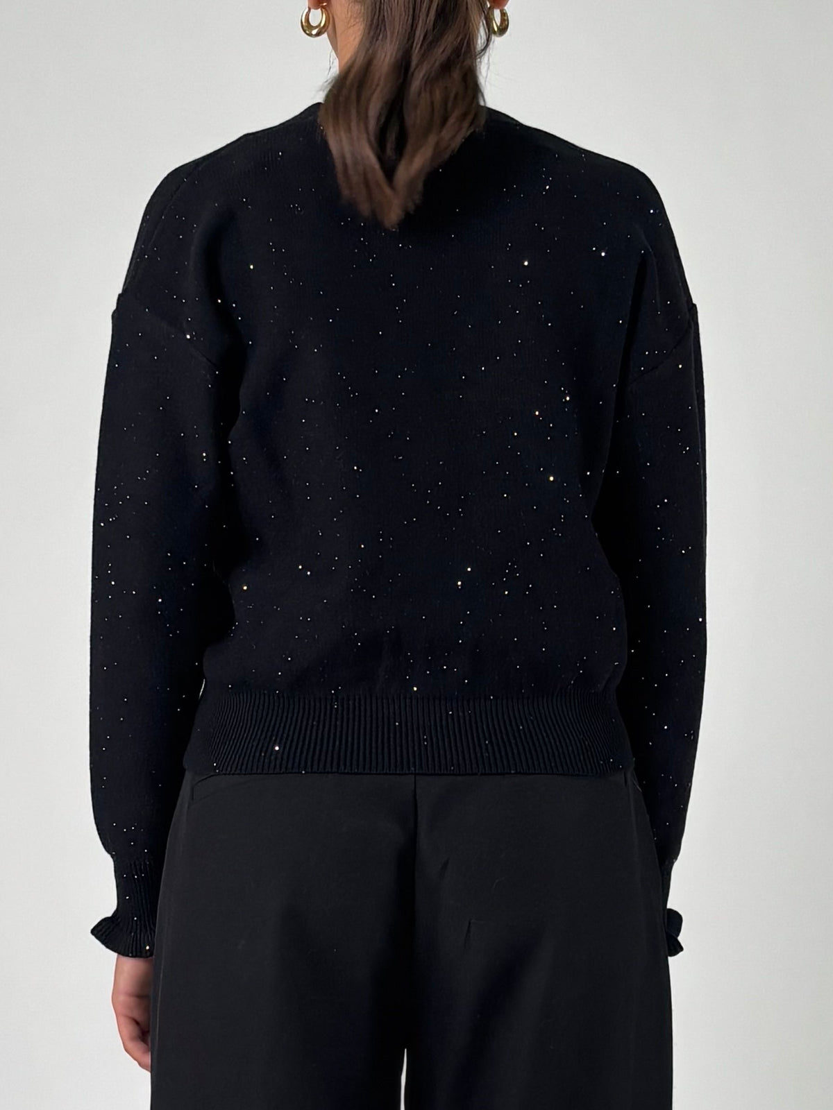 Cardigan V con micro paillettes