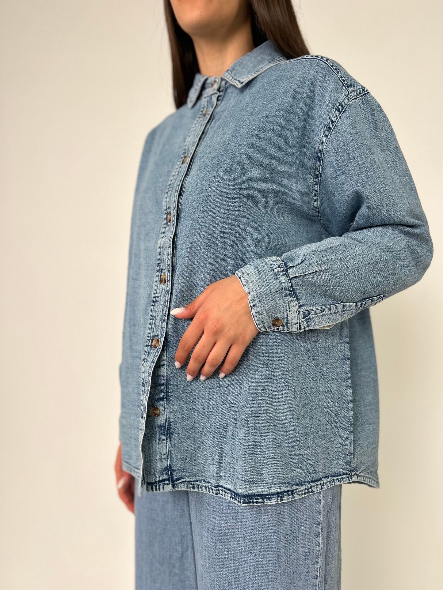 Camicia ml over in cotone jeans