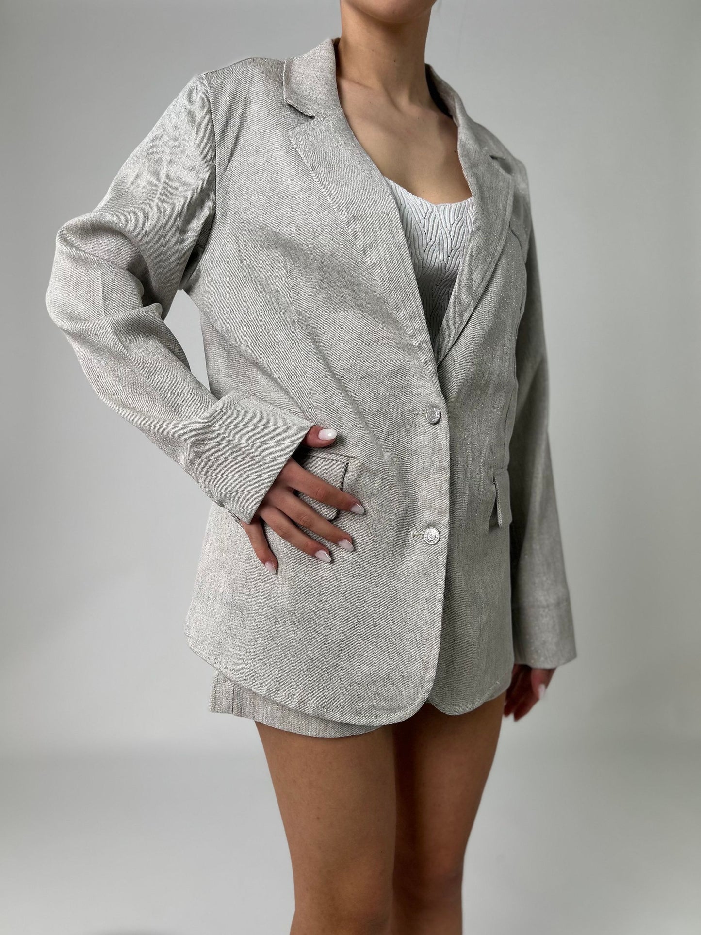 Giacca beige laminata