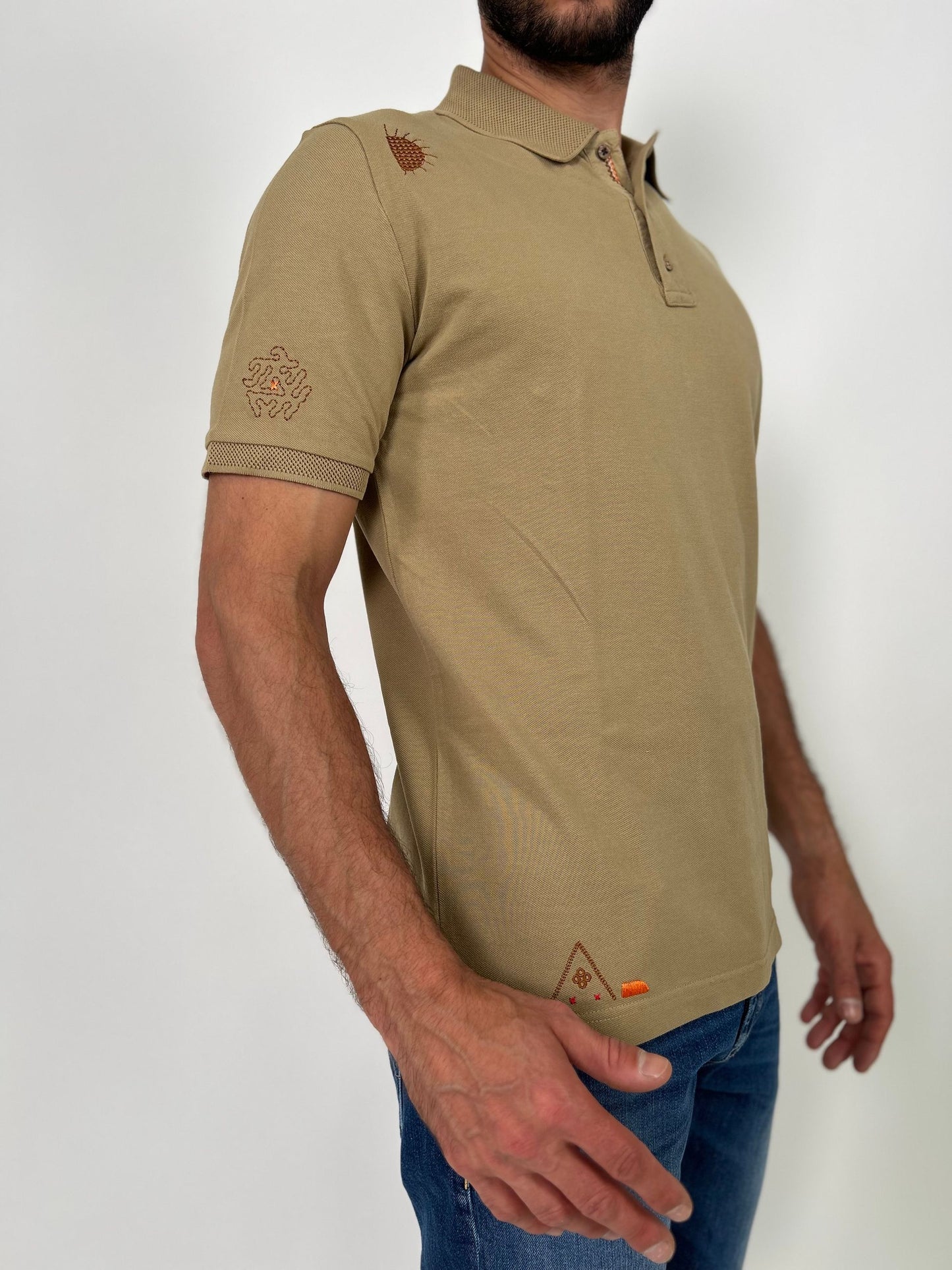 Polo mm piquet con ricami colorati