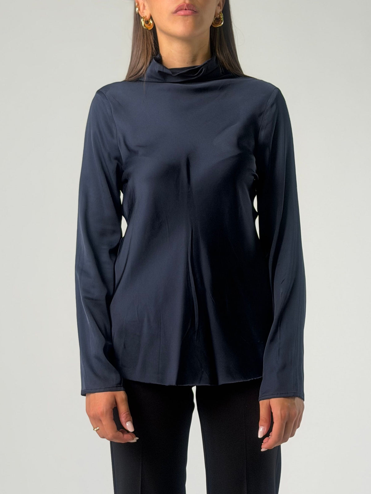 Blusa ml in viscosa con collo