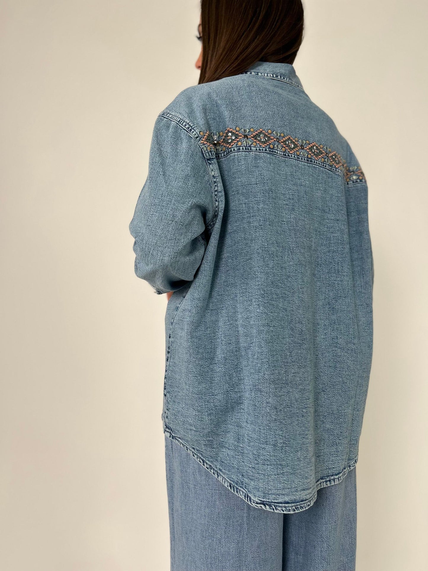 Camicia ml over in cotone jeans