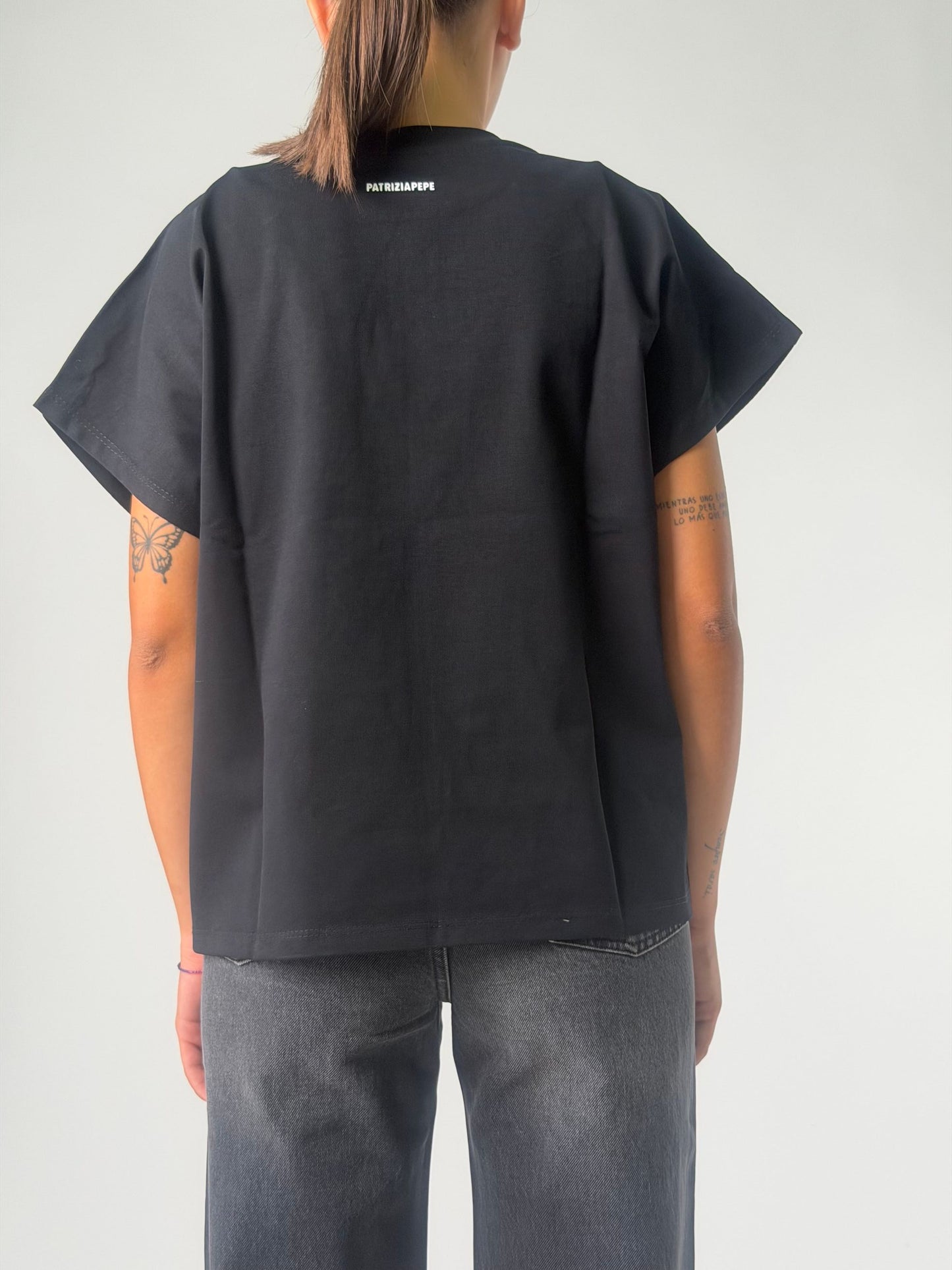 T-shirt mm con scritta in punti luce