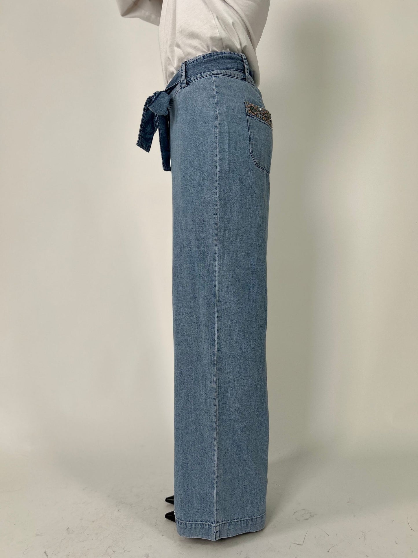 Pantalone palazzo effetto jeans