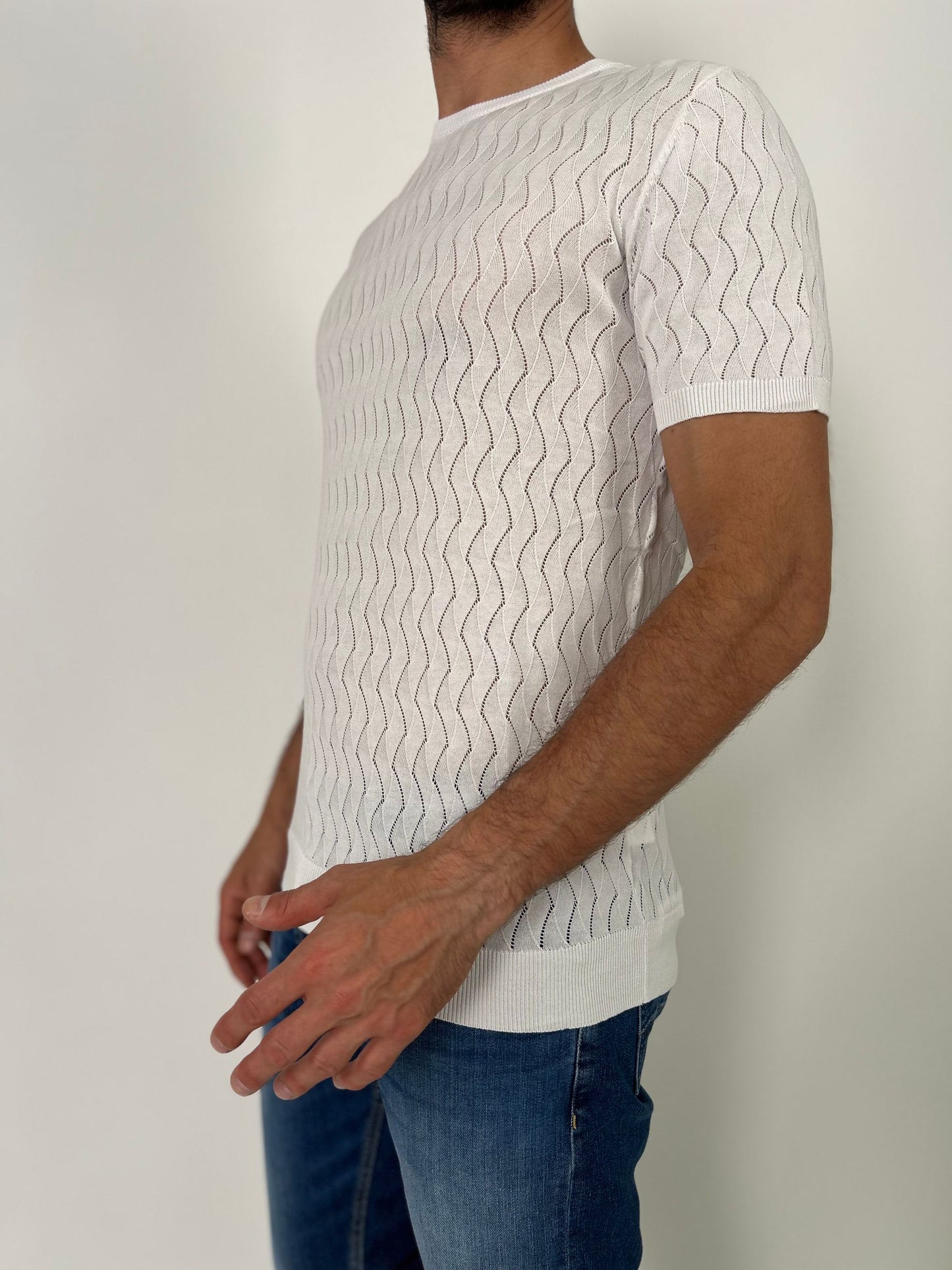 Maglia mm girocollo traforata