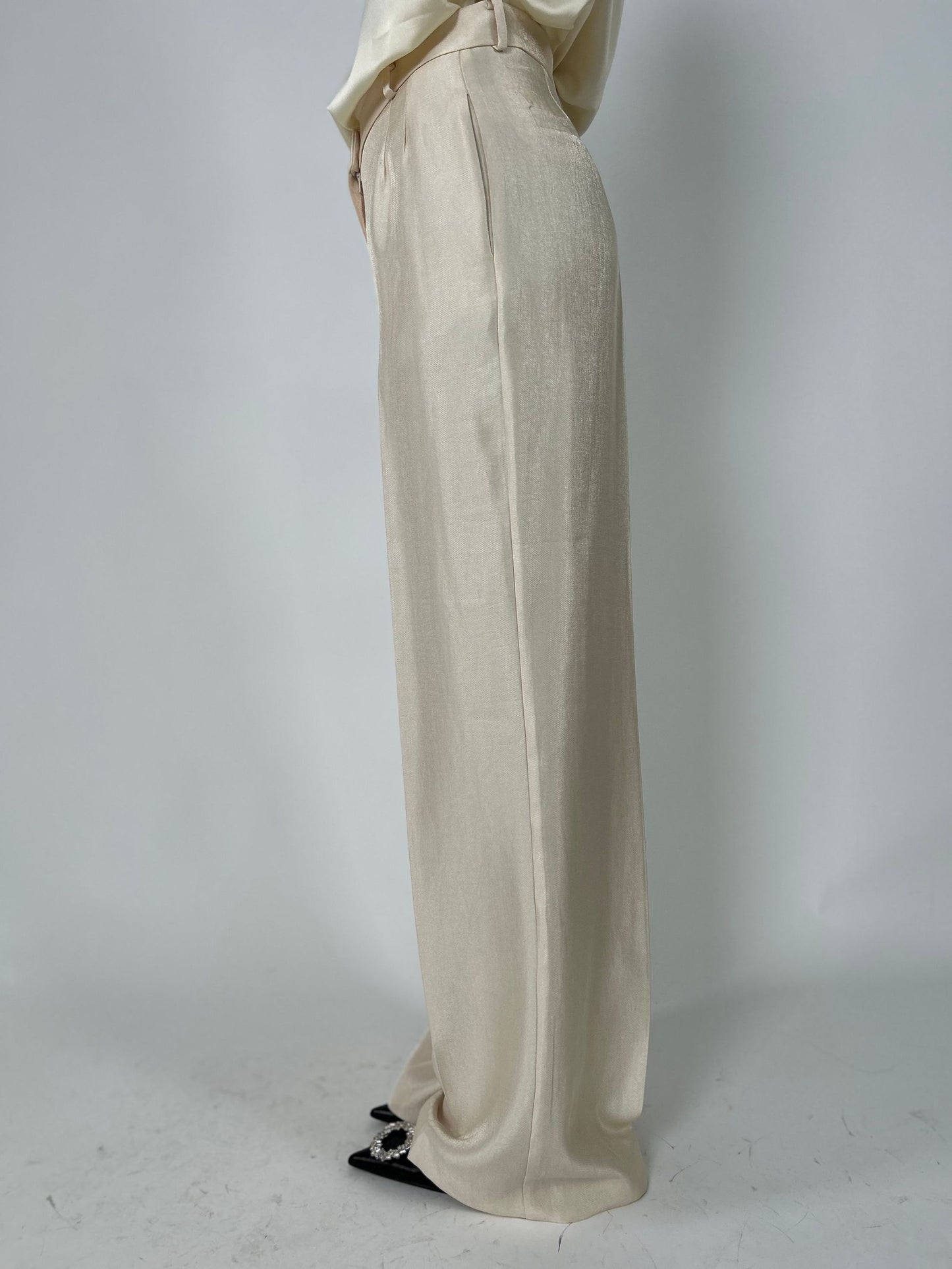 Pantalone Palazzo laminato burro