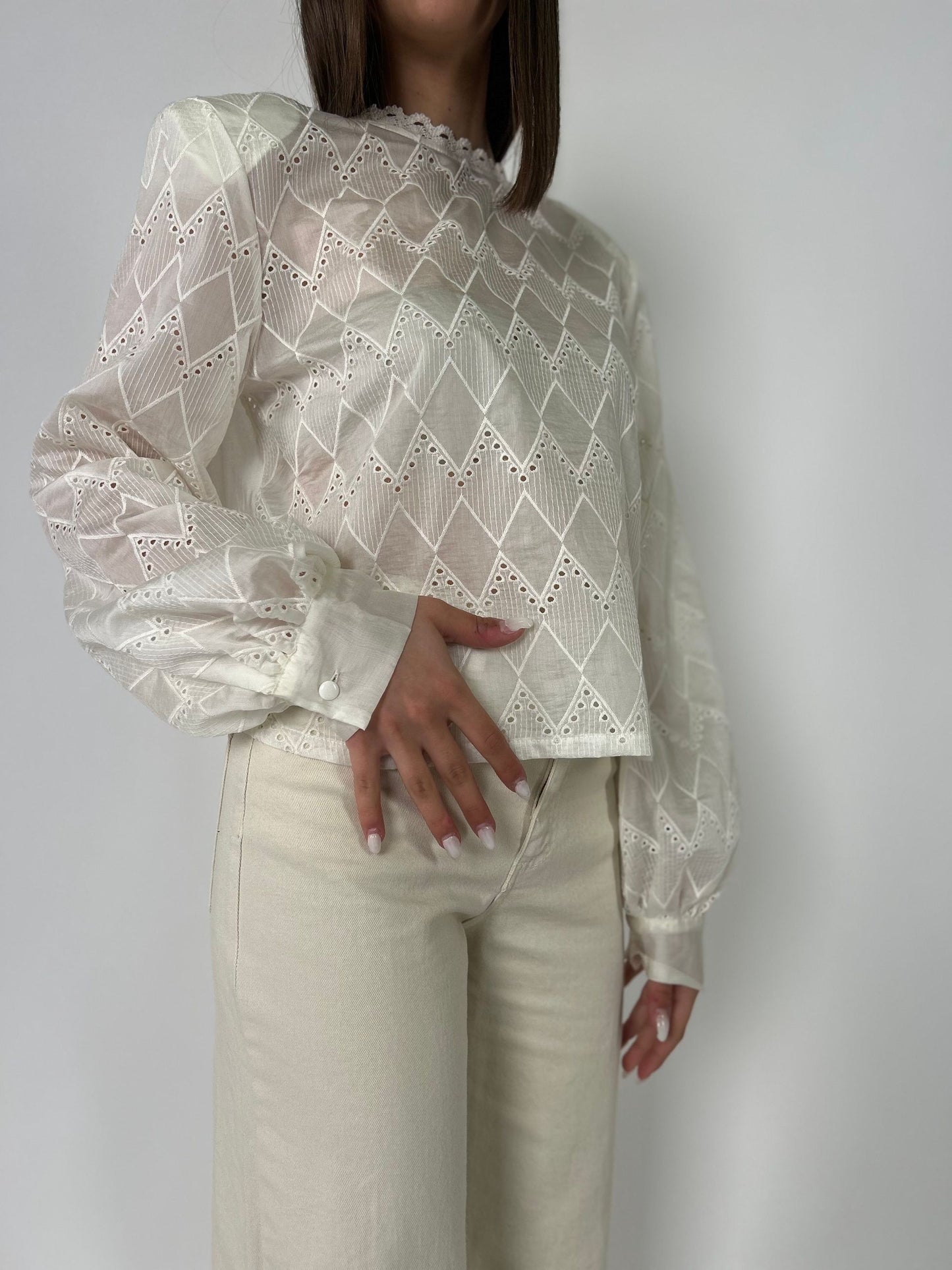 Blusa ml ricamo rombo