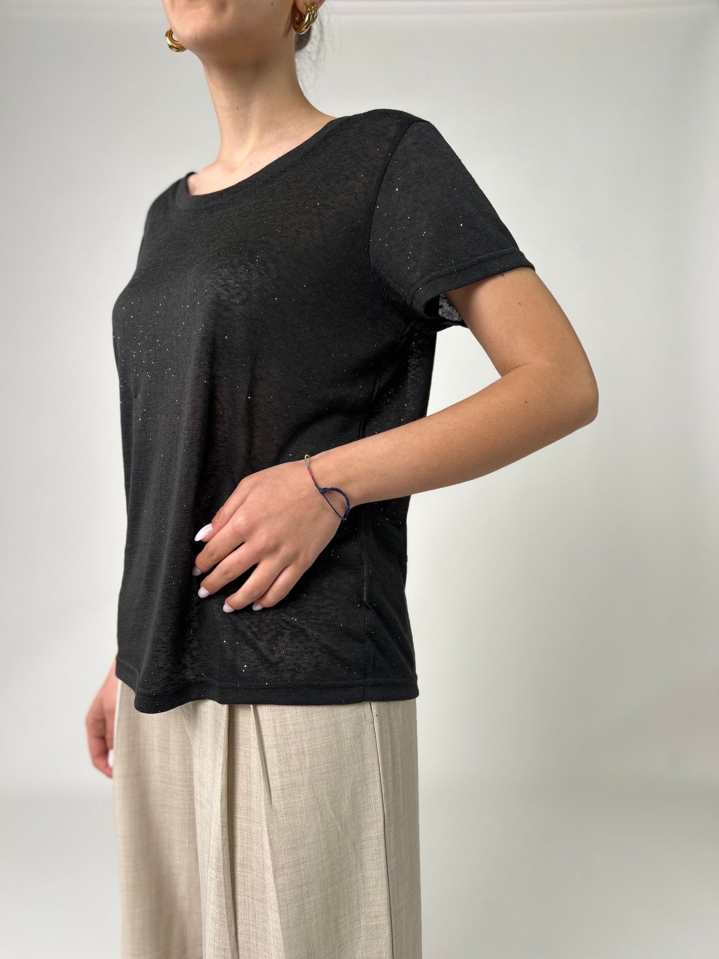 T-shirt mm glitterata argento