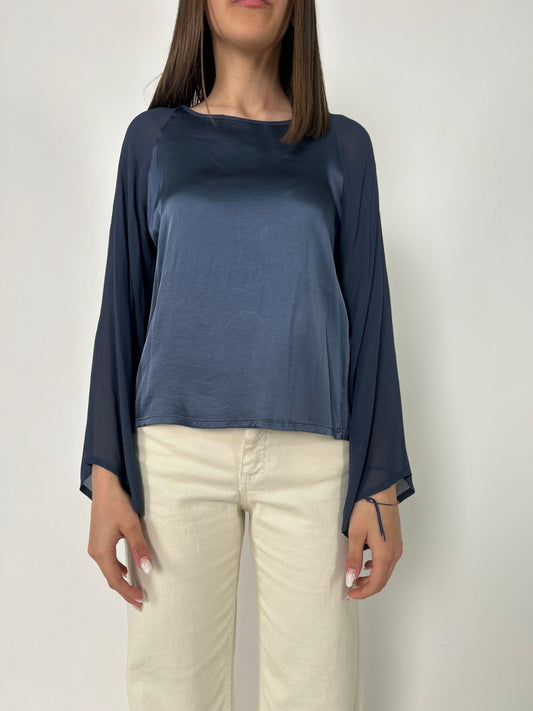 Blusa in Viscosa effetto raso con ml ampia