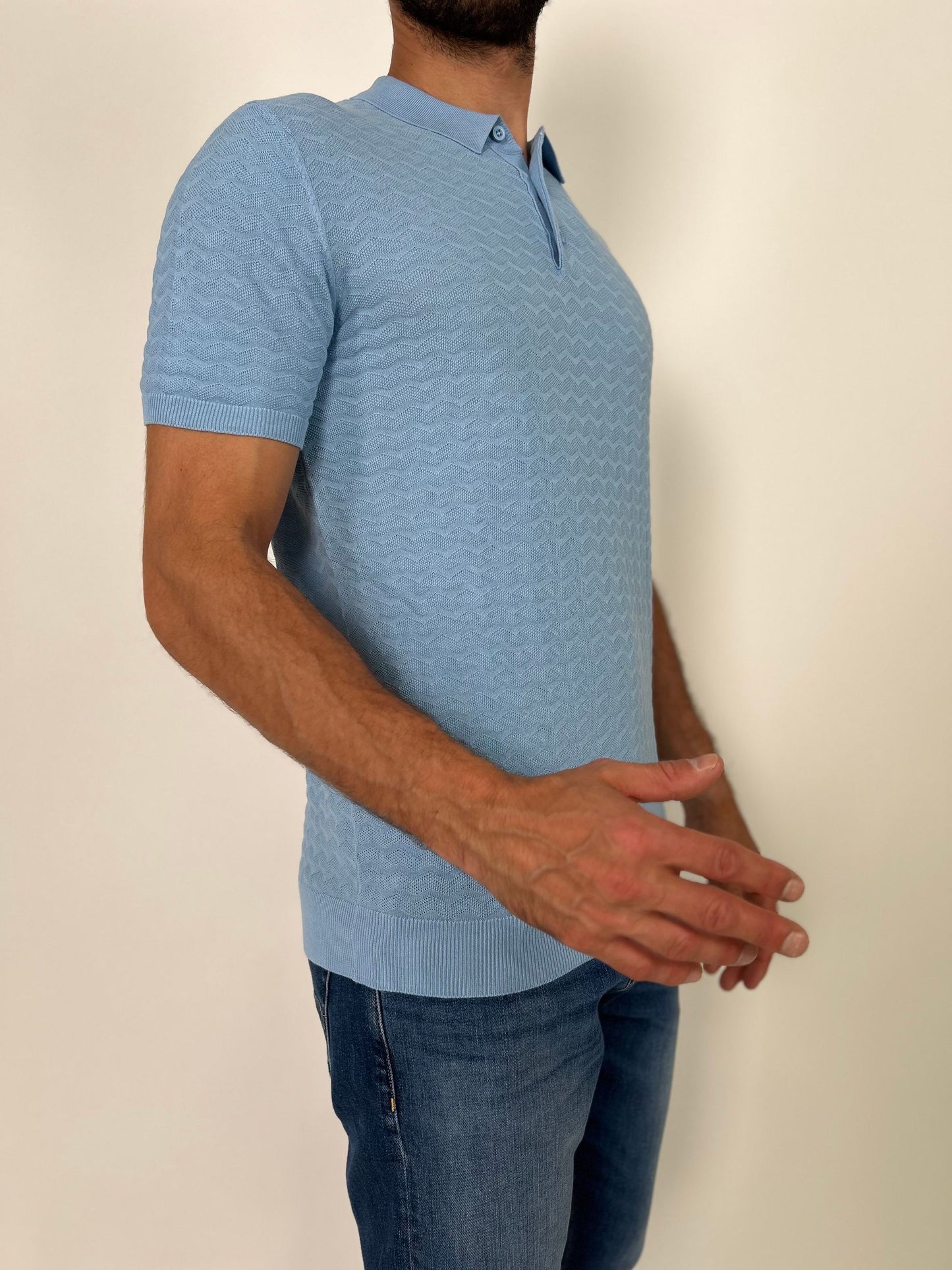 Polo mm in filo di cotone operata zig -zag