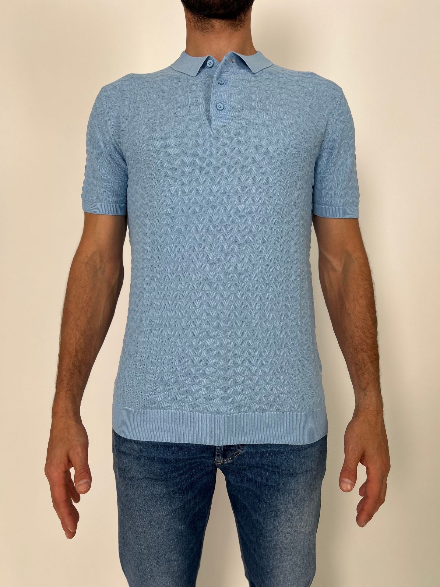 Polo mm in filo di cotone operata zig -zag
