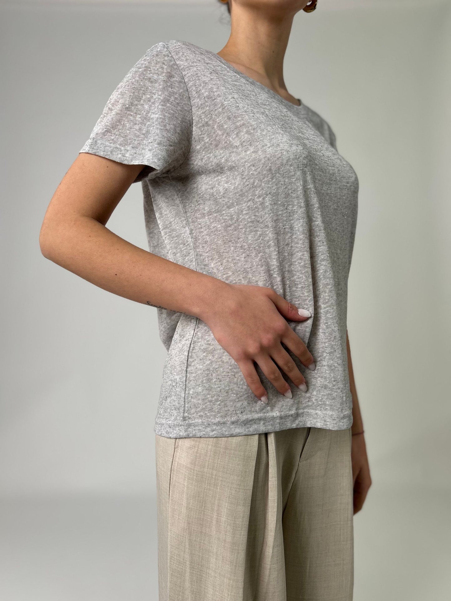 T-shirt mm glitterata argento