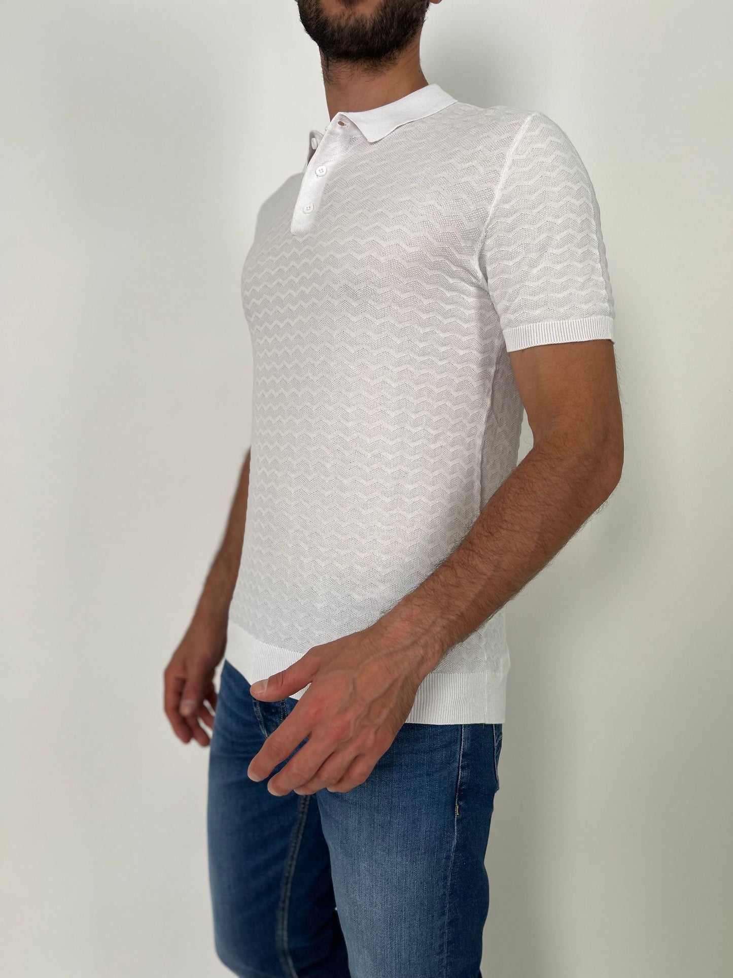 Polo mm in filo di cotone operata zig -zag