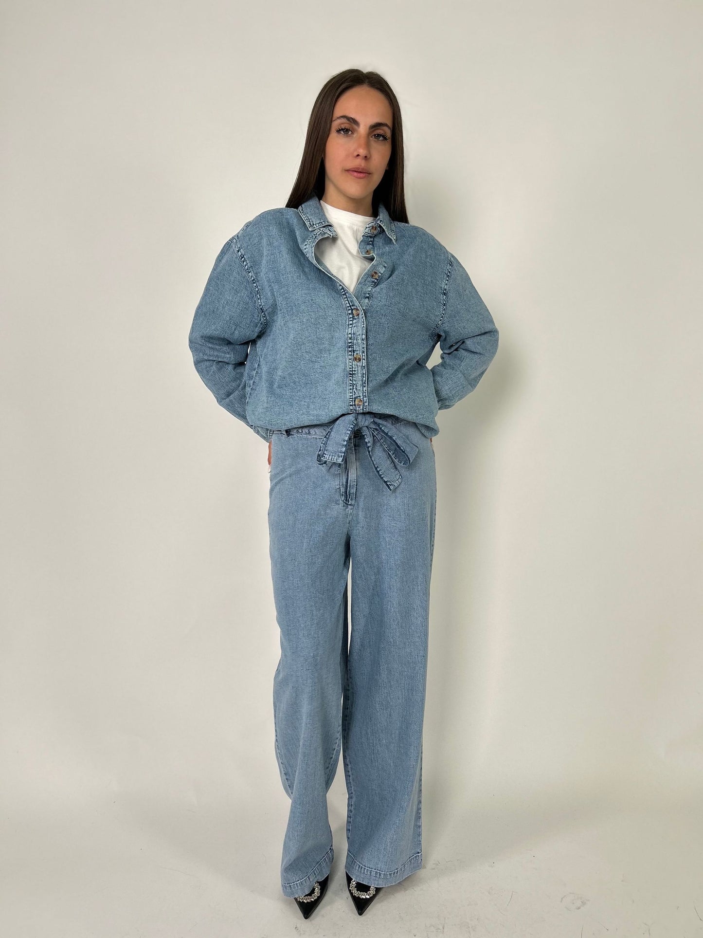 Camicia ml over in cotone jeans