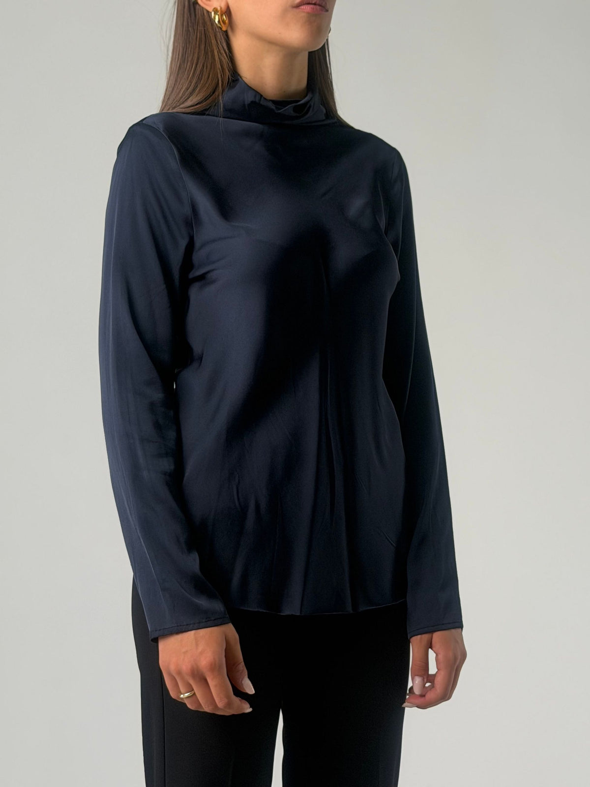 Blusa ml in viscosa con collo