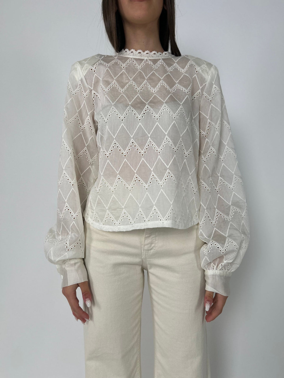 Blusa ml ricamo rombo