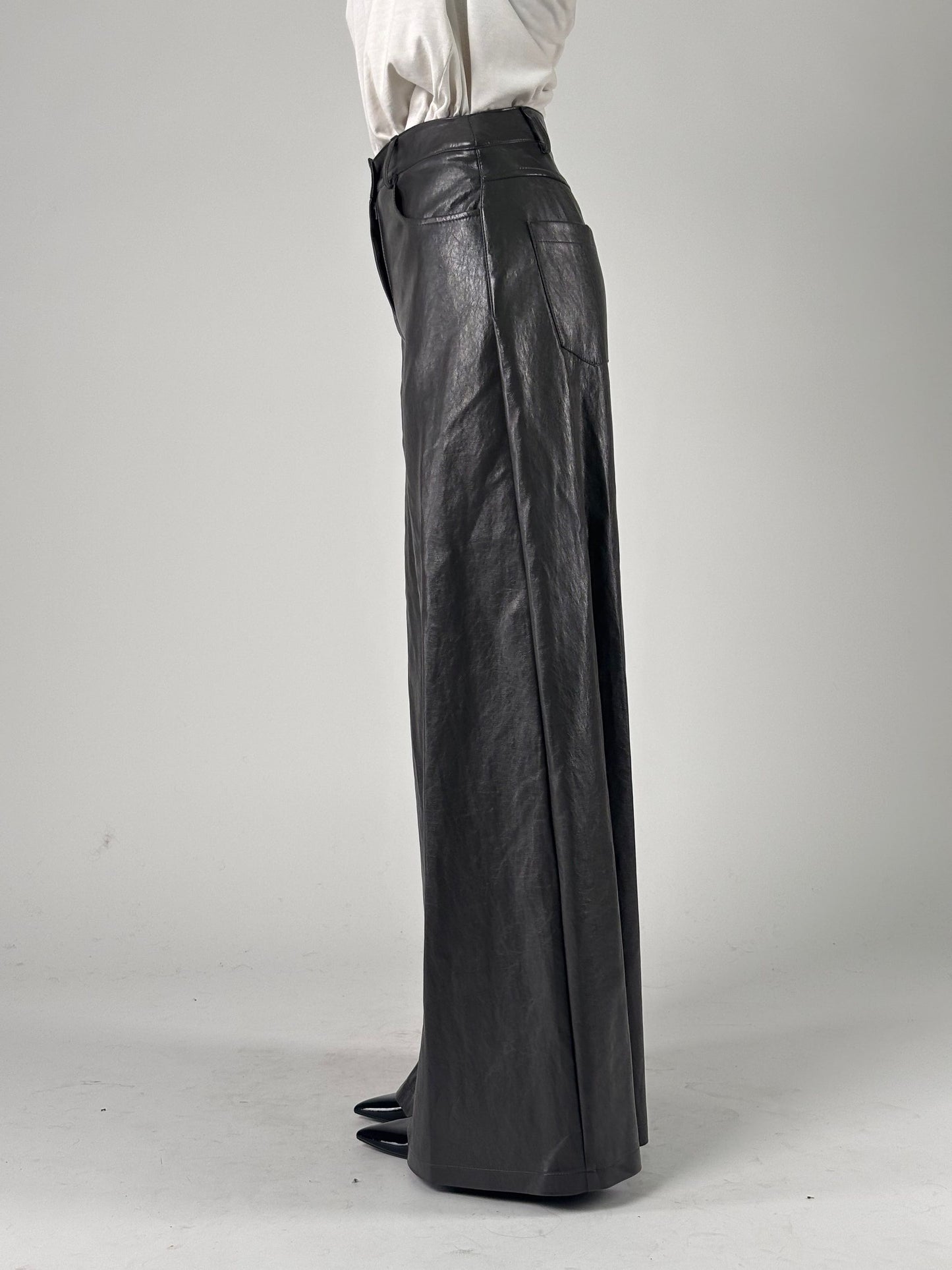 Pantalone palazzo in ecopelle