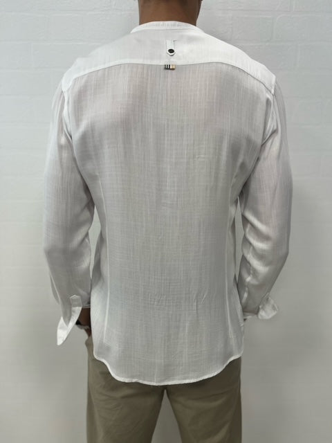 BL11 camicia coreana viscosa maniche lunghe BIANCA