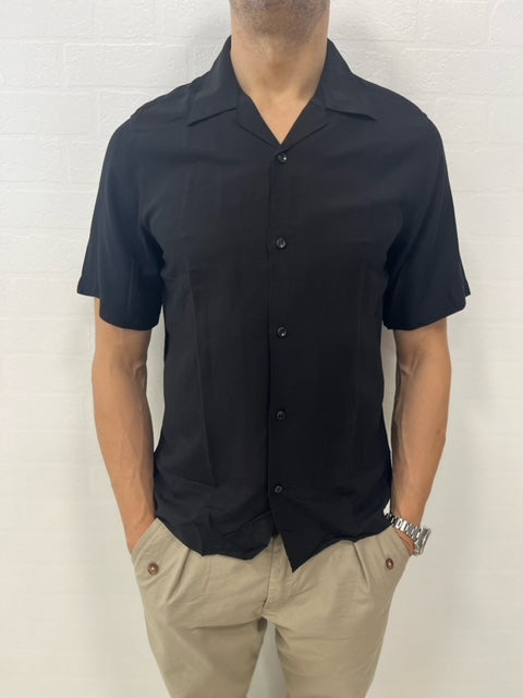 Philotinto camicia viscosa lino NERO