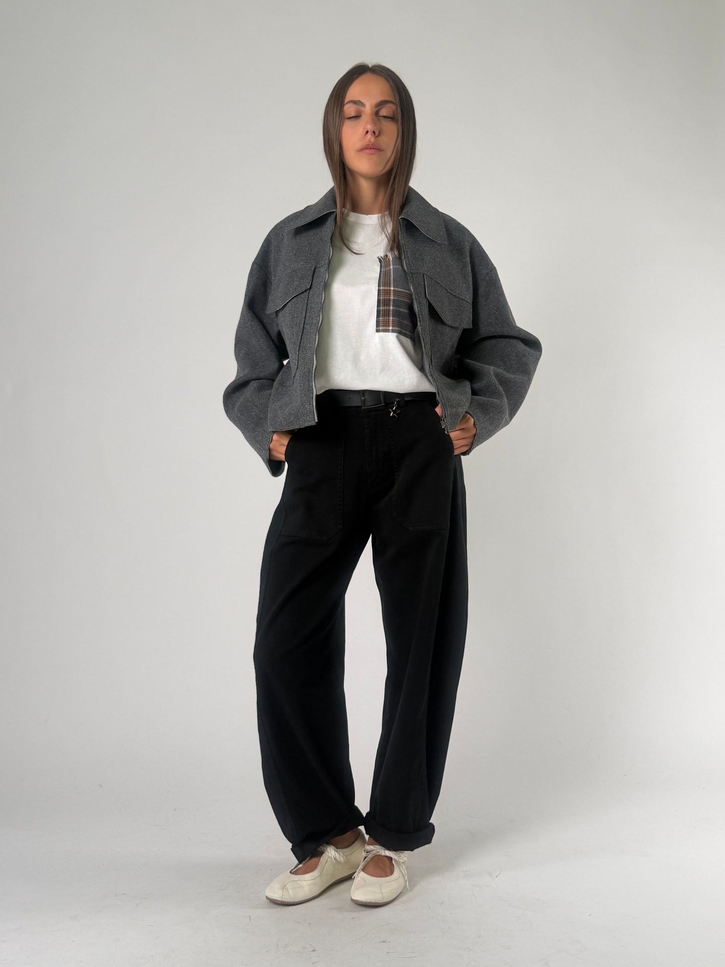 Giubbino cropped con tasconi