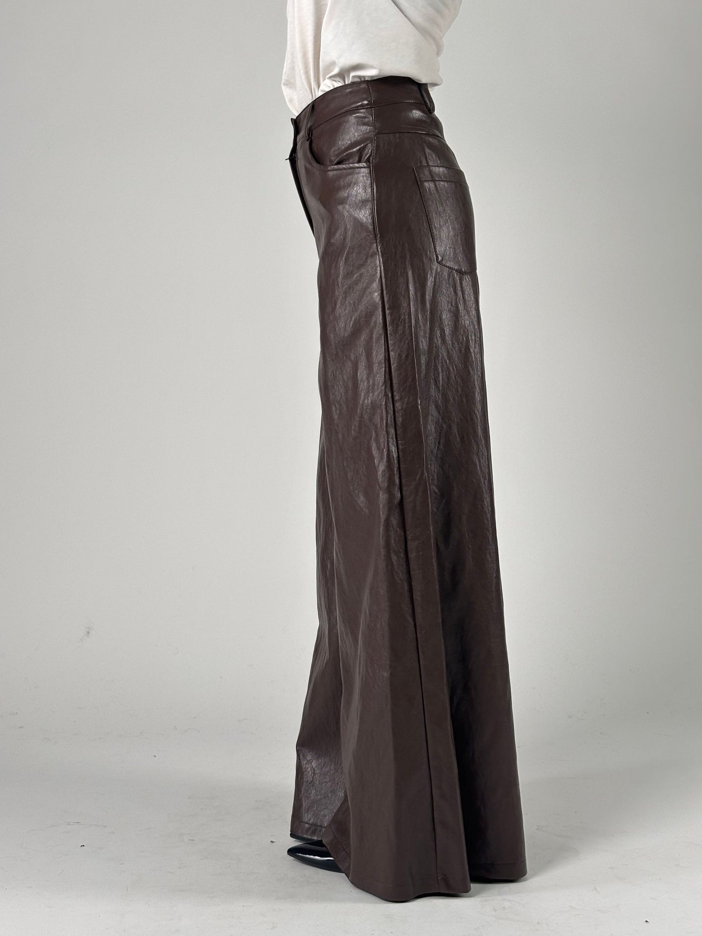 Pantalone palazzo in ecopelle
