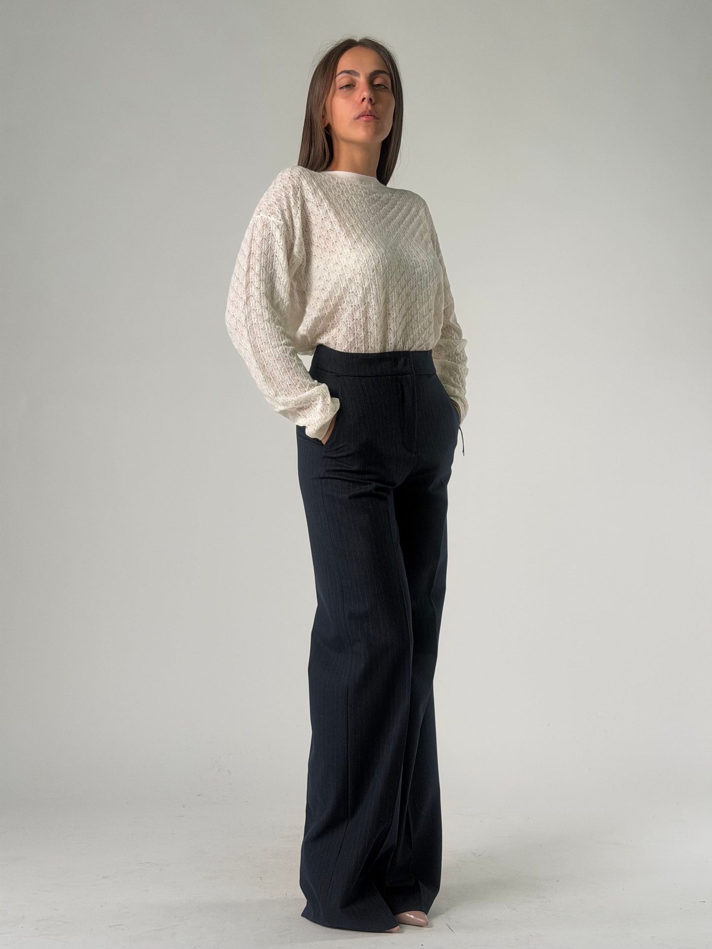 Pantalone palazzo gessato