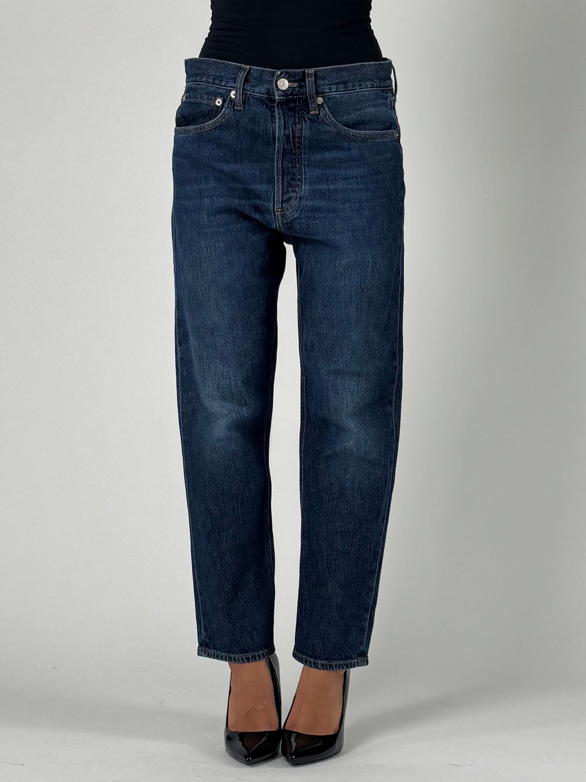 Jeans vita media cropped mom fit