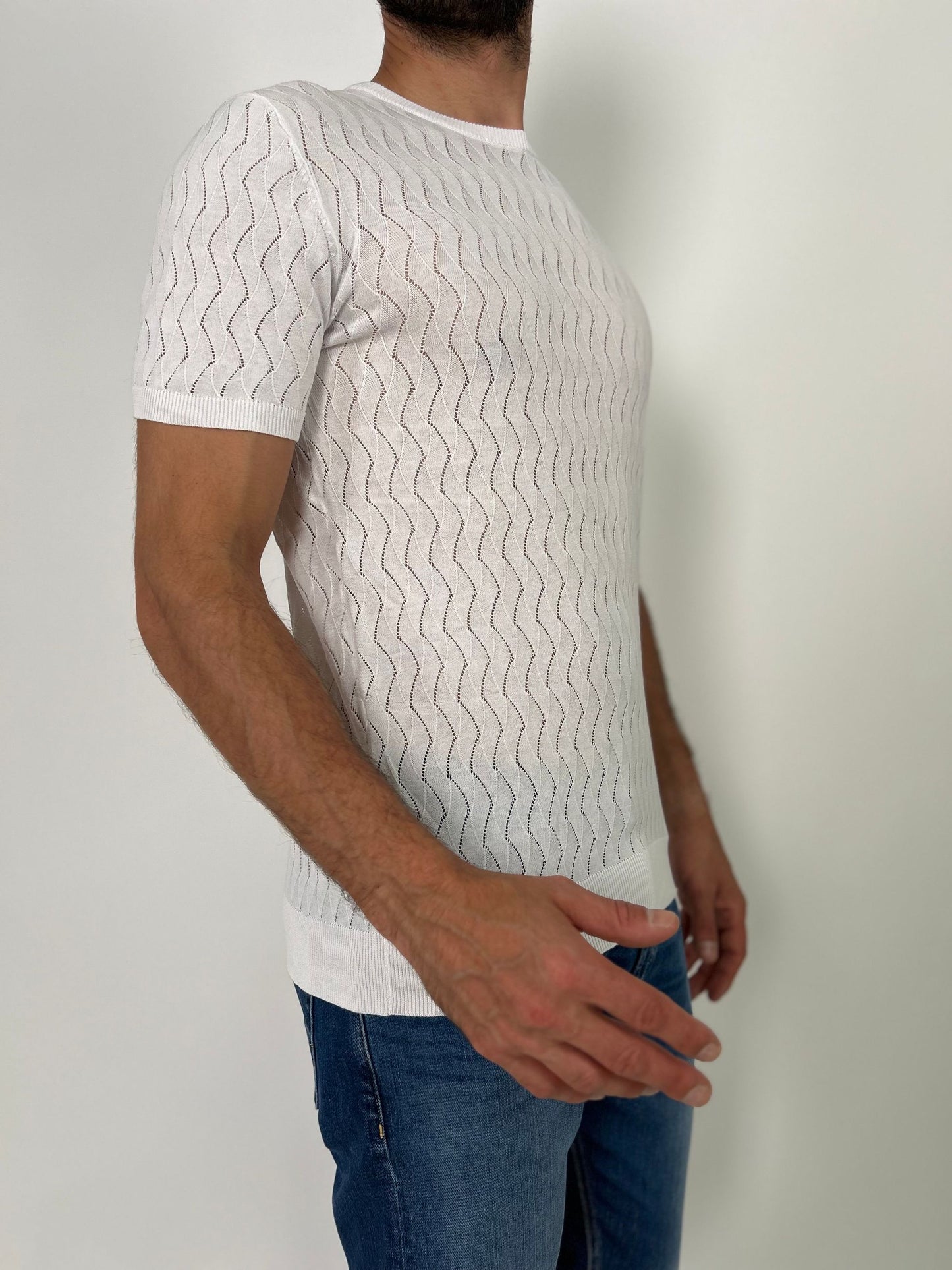 Maglia mm girocollo traforata