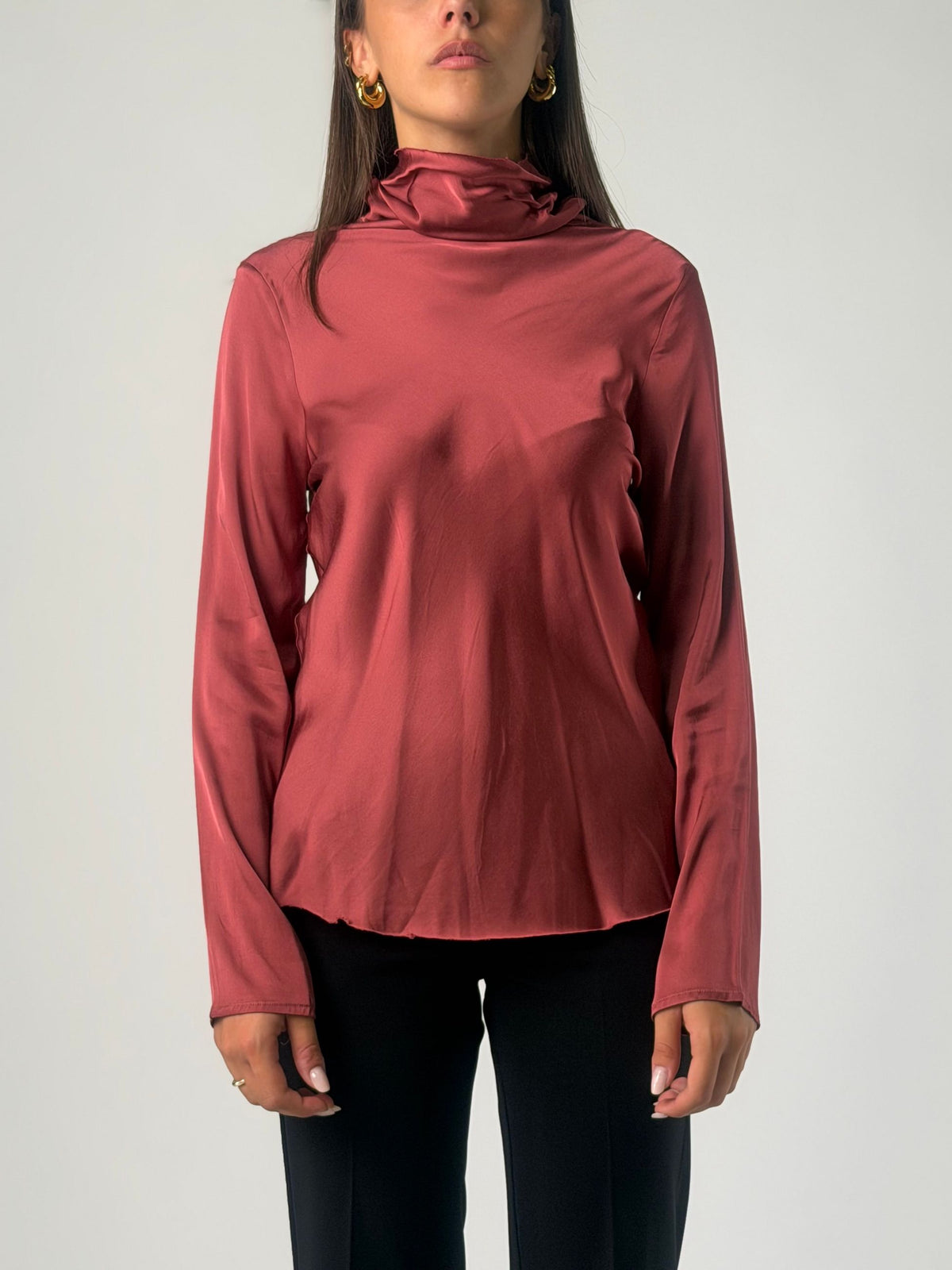 Blusa ml in viscosa con collo