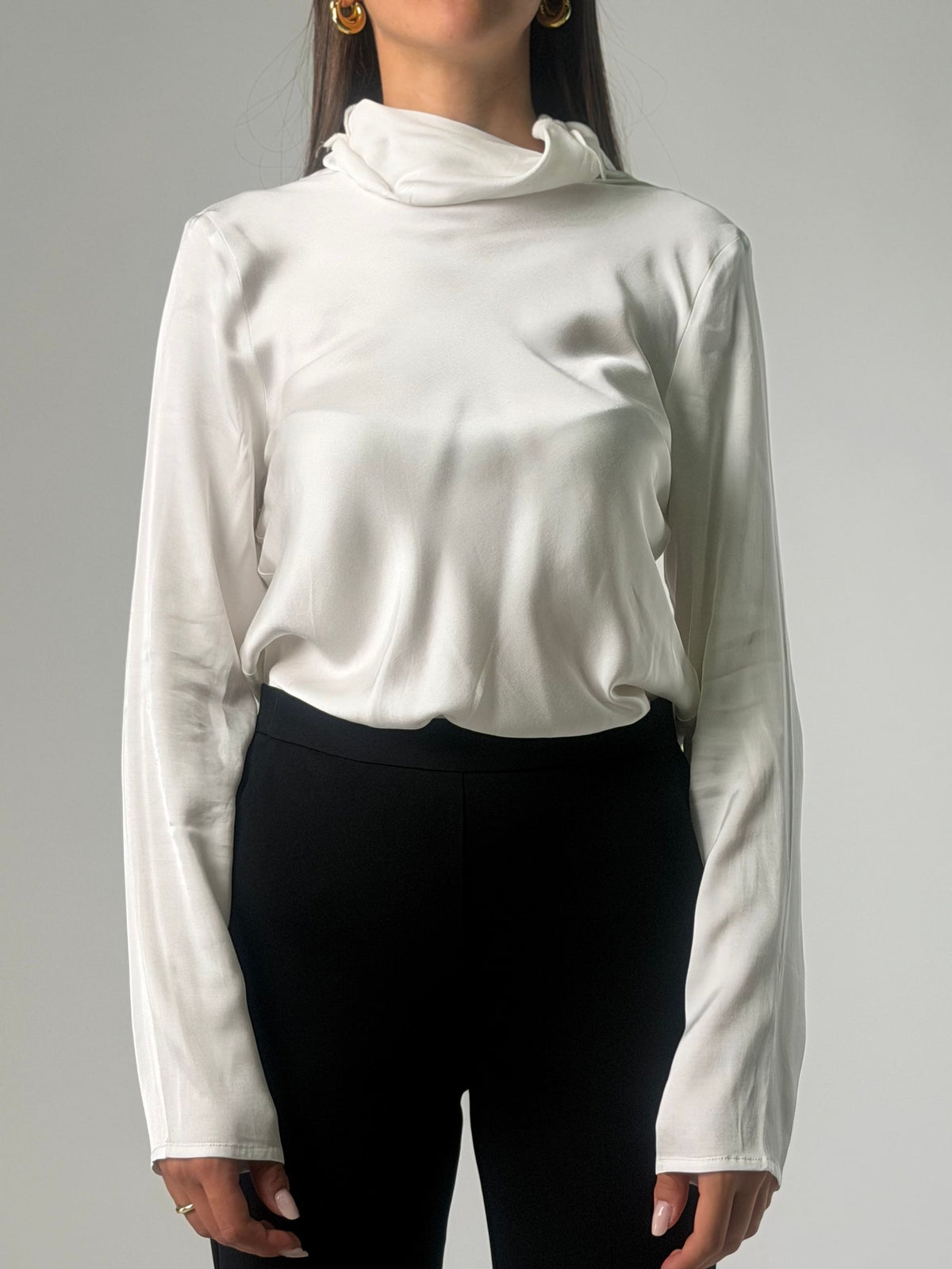 Blusa ml in viscosa con collo