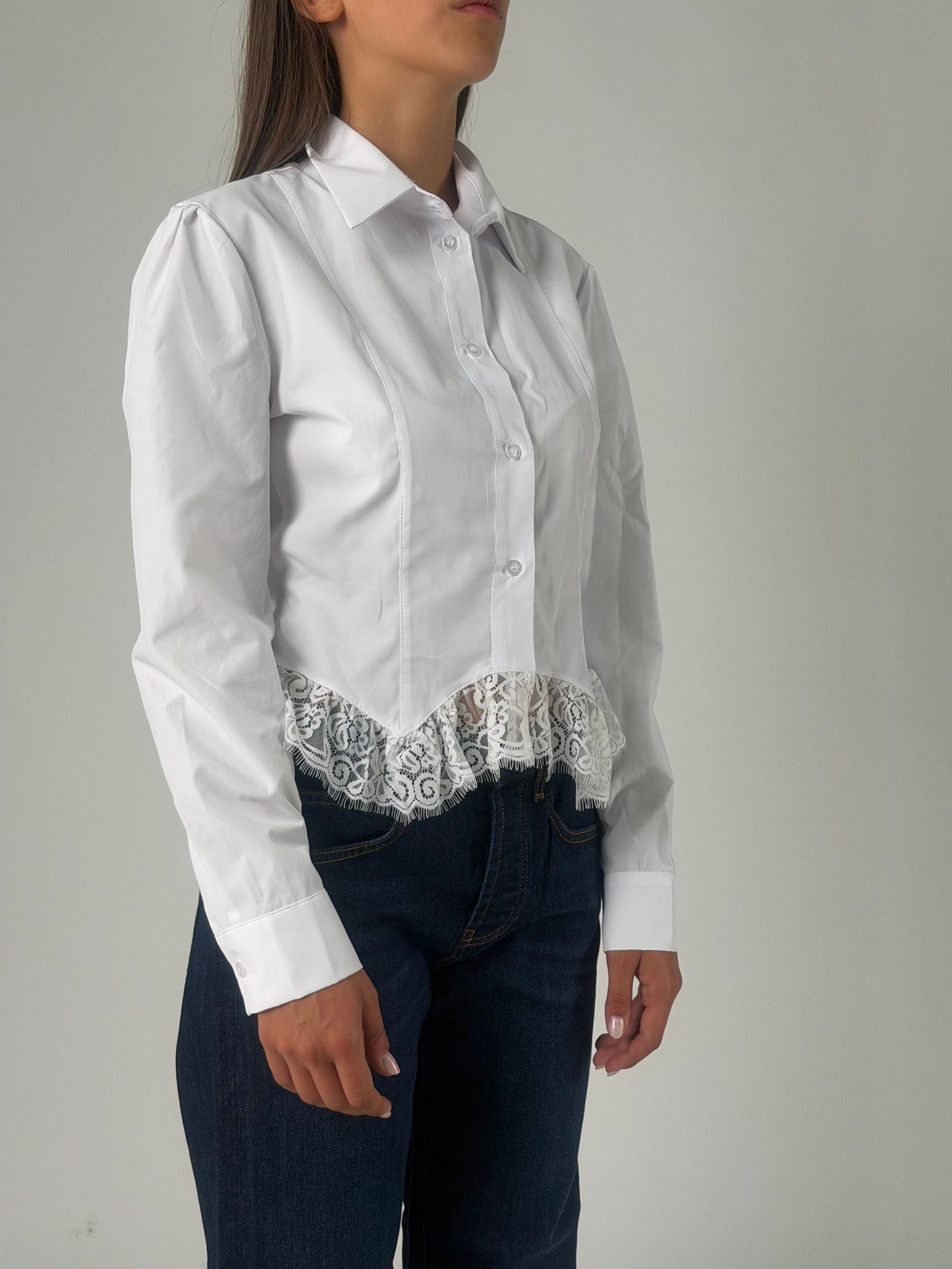 Camicia ml con pizzo in vita