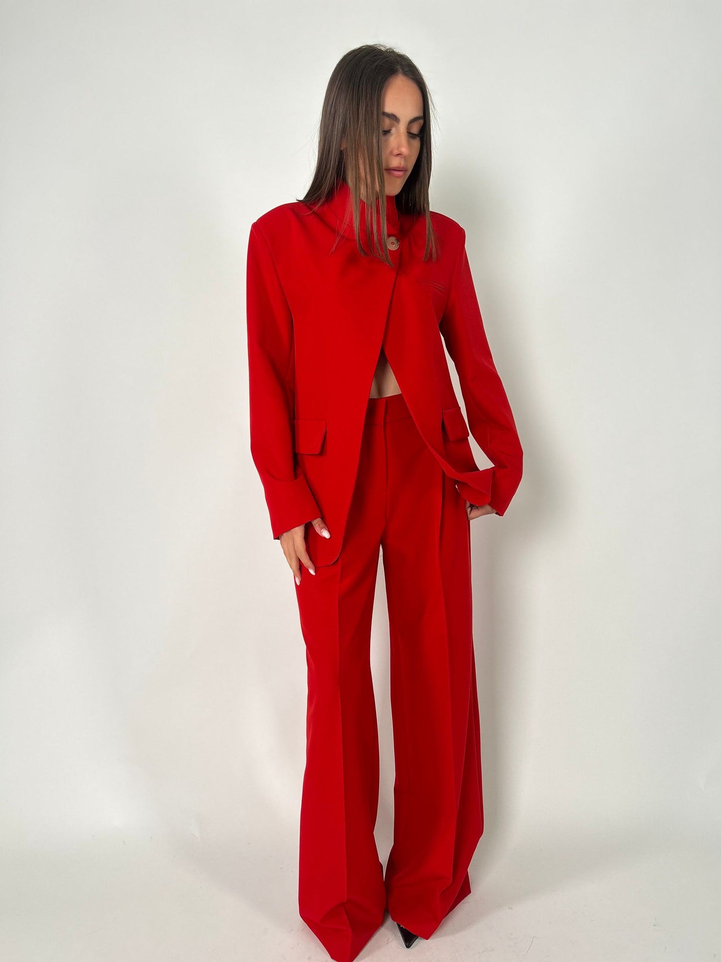 Pantalone palazzo con pences