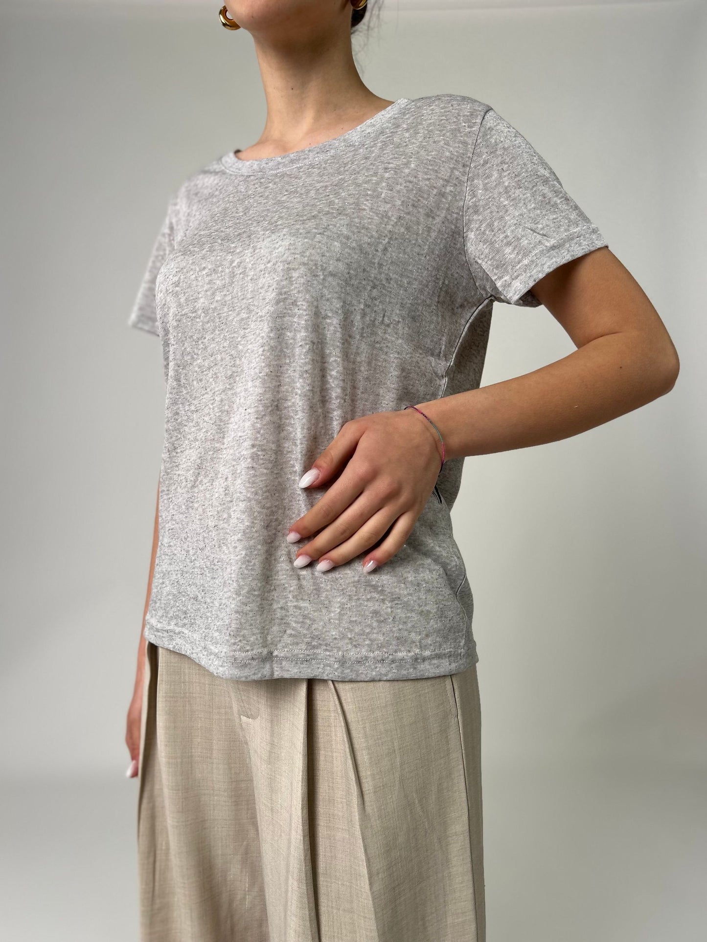 T-shirt mm glitterata argento