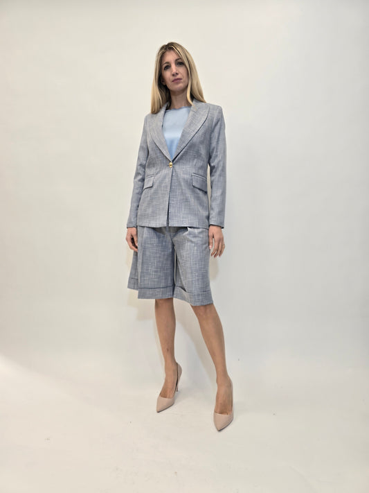 Maryley Bermuda vita alta microperato fili lurex CARTA DA ZUCCHERO