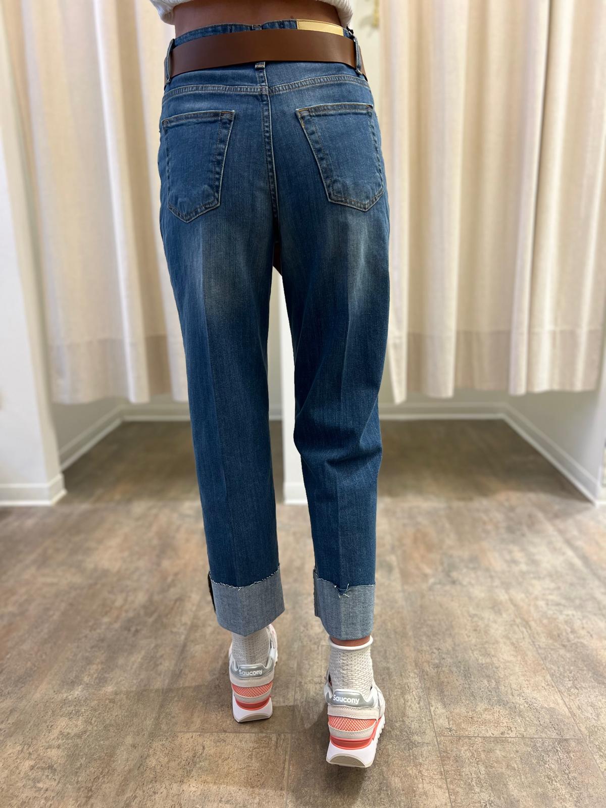 Haveone Jeans Mandy lav.medio cinta e risvolto strappato in fondo BLU MEDIO