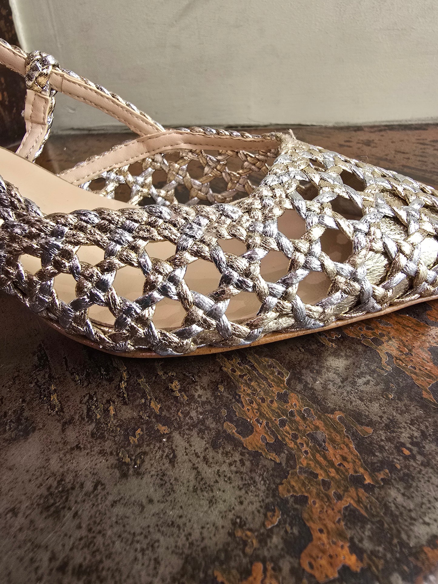 Ovyè Slingback effetto rete ORO/ARGENTO