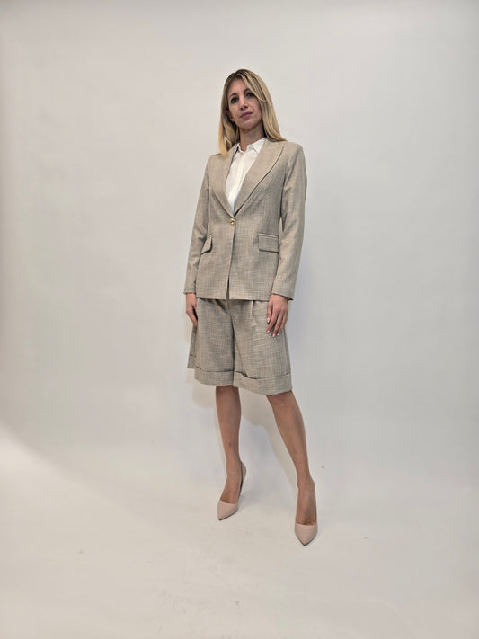 Maryley Bermuda vita alta microperato fili lurex SABBIA