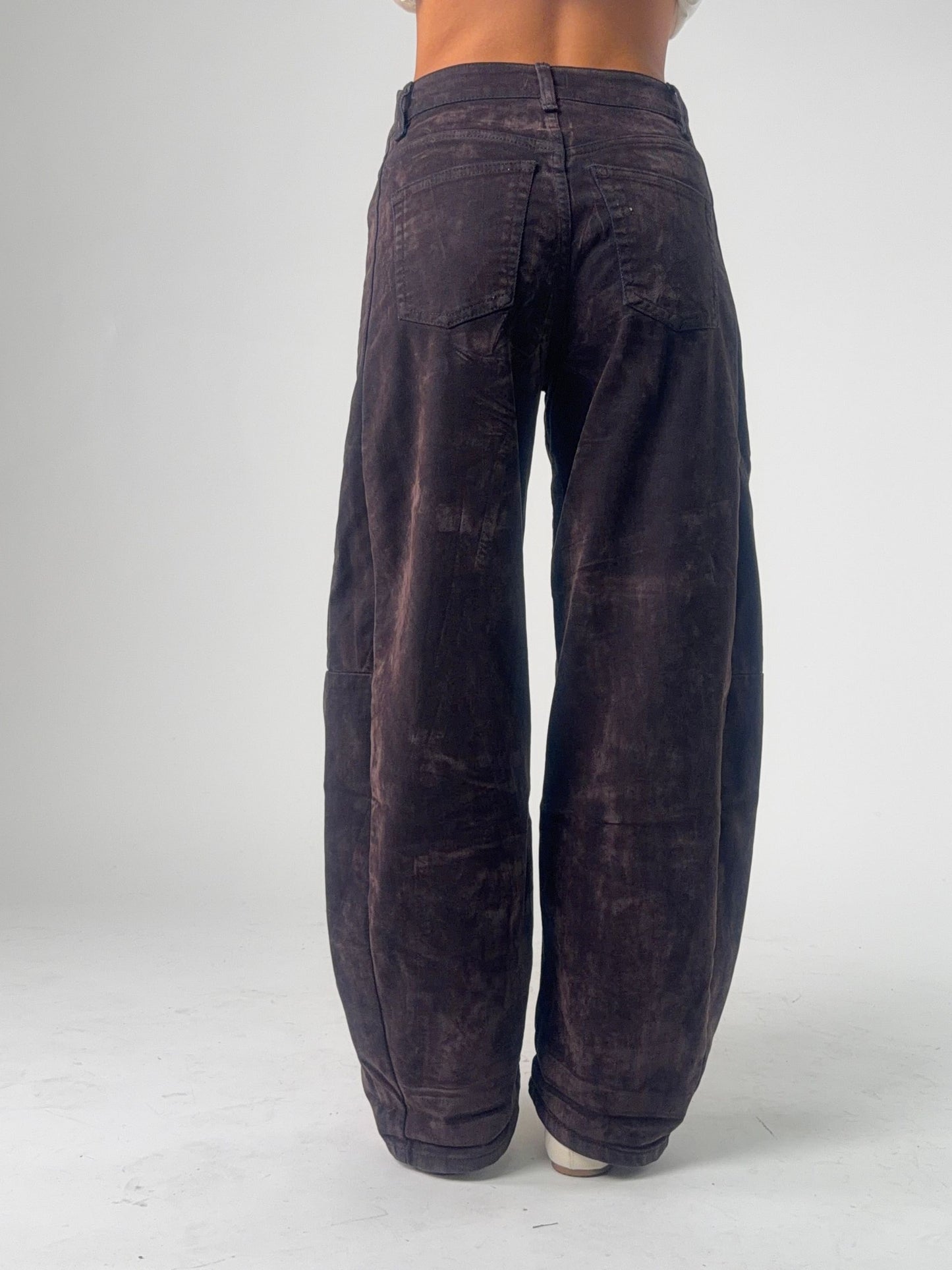 Pantalone ovetto in denim effetto velluto