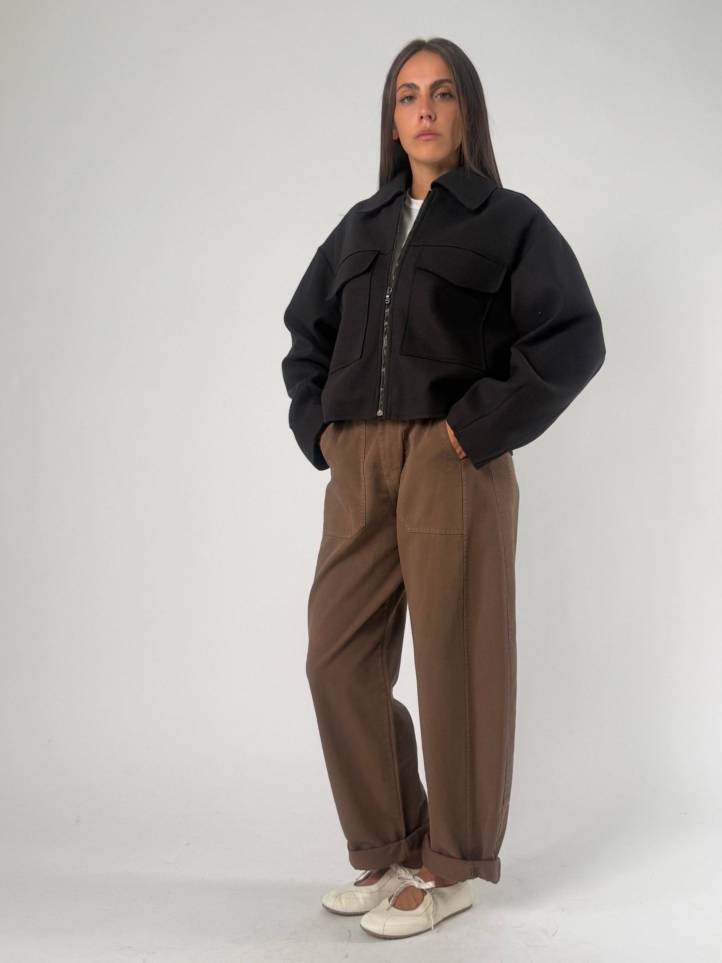Giubbino cropped con tasconi