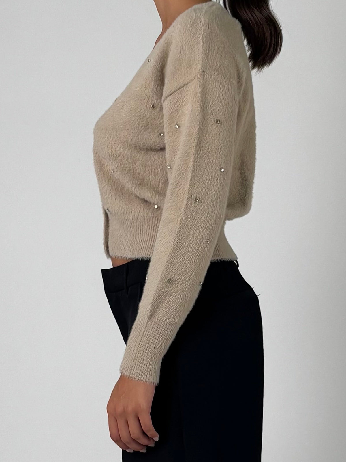 Cardigan V con strass