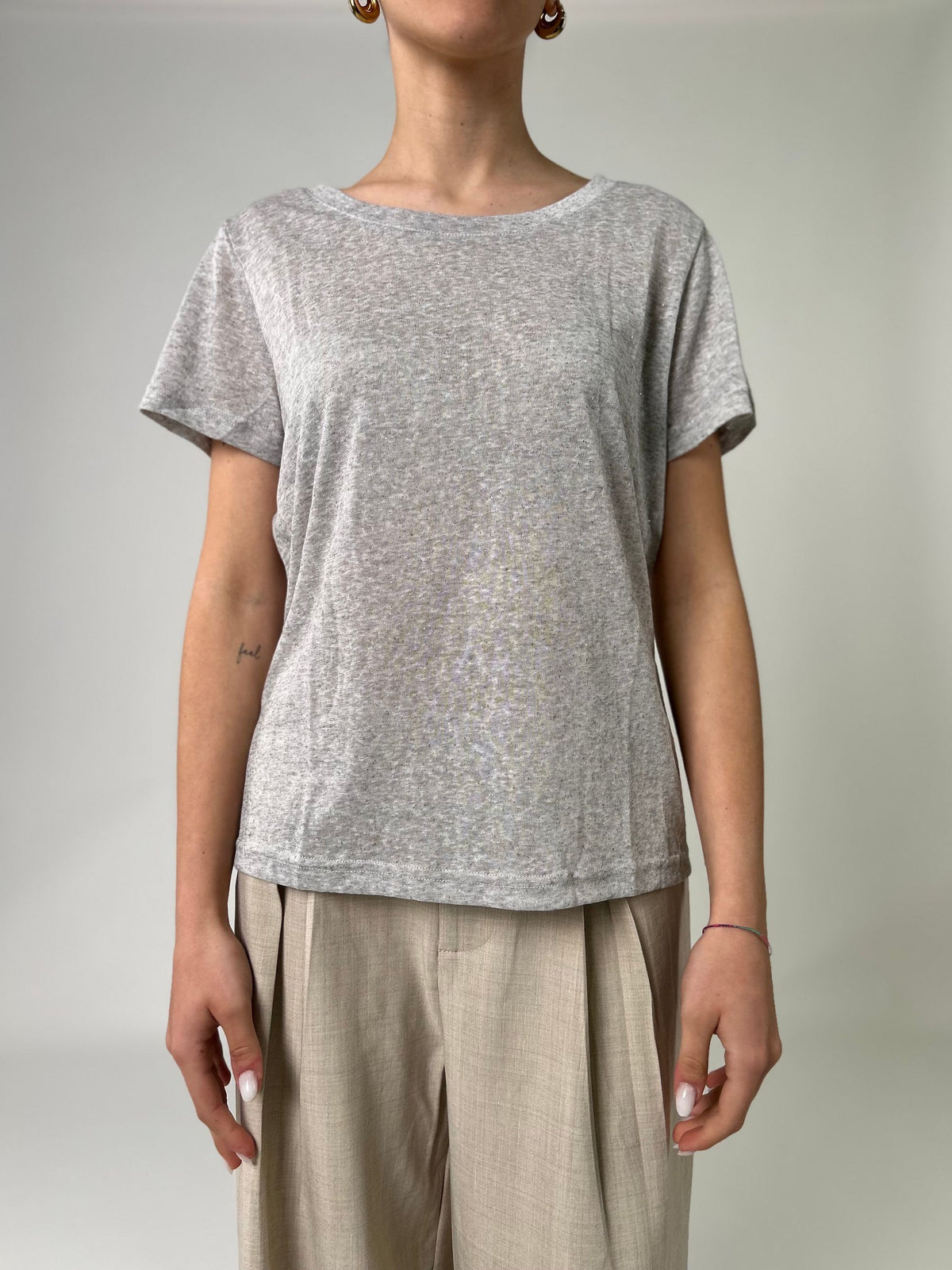 T-shirt mm glitterata argento