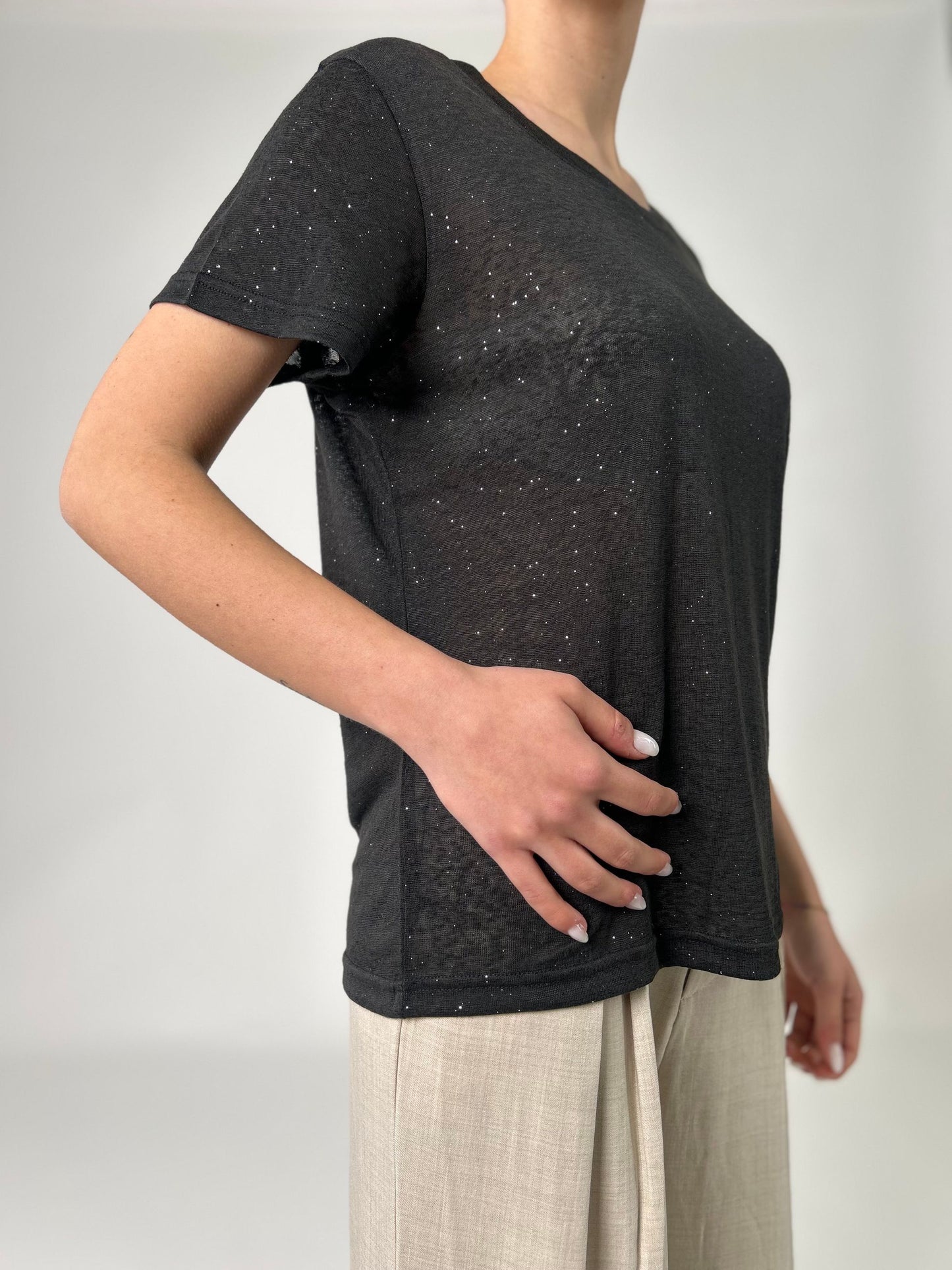 T-shirt mm glitterata argento