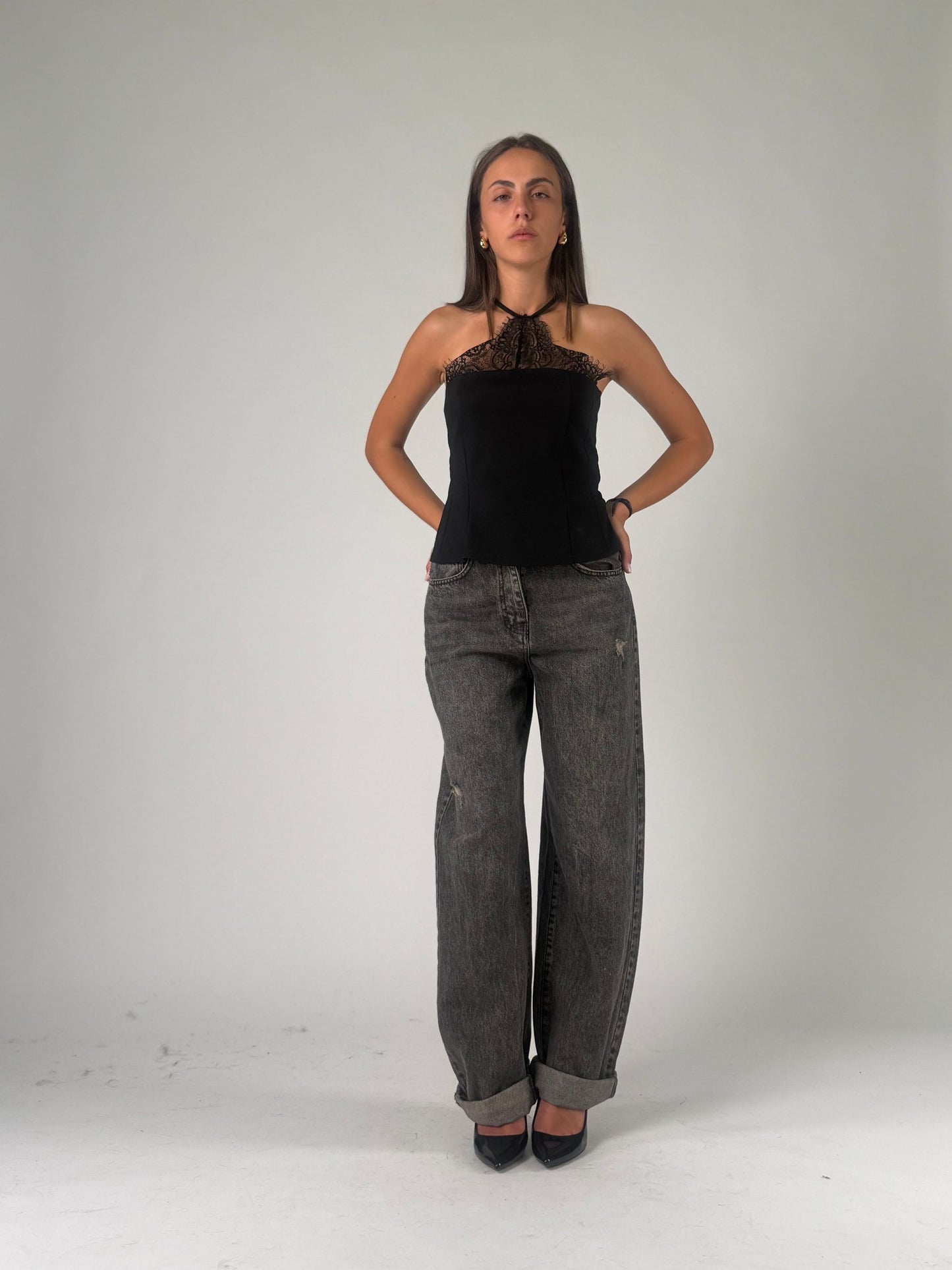 Jeans mod. stella con gamba larga