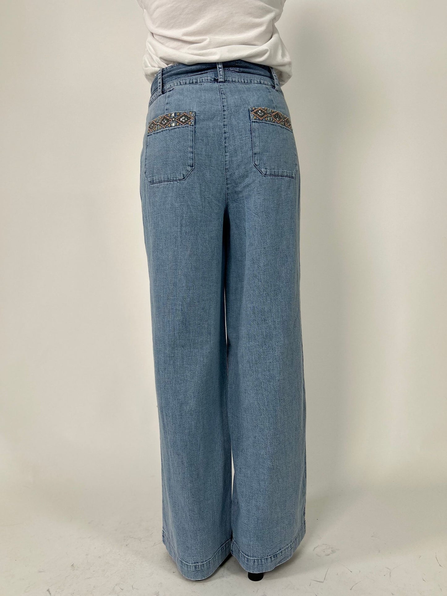 Pantalone palazzo effetto jeans